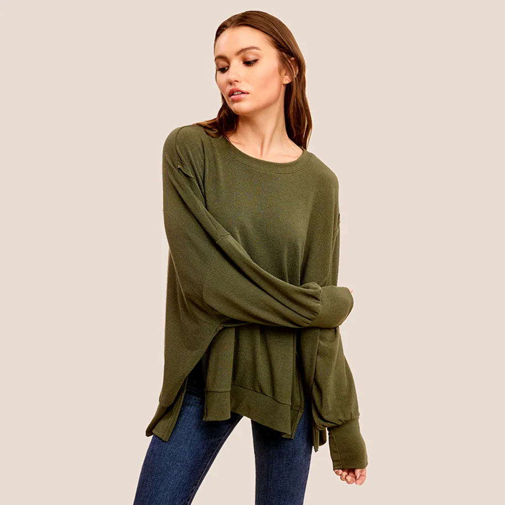 Long Sleeve Crepe Weekender Top