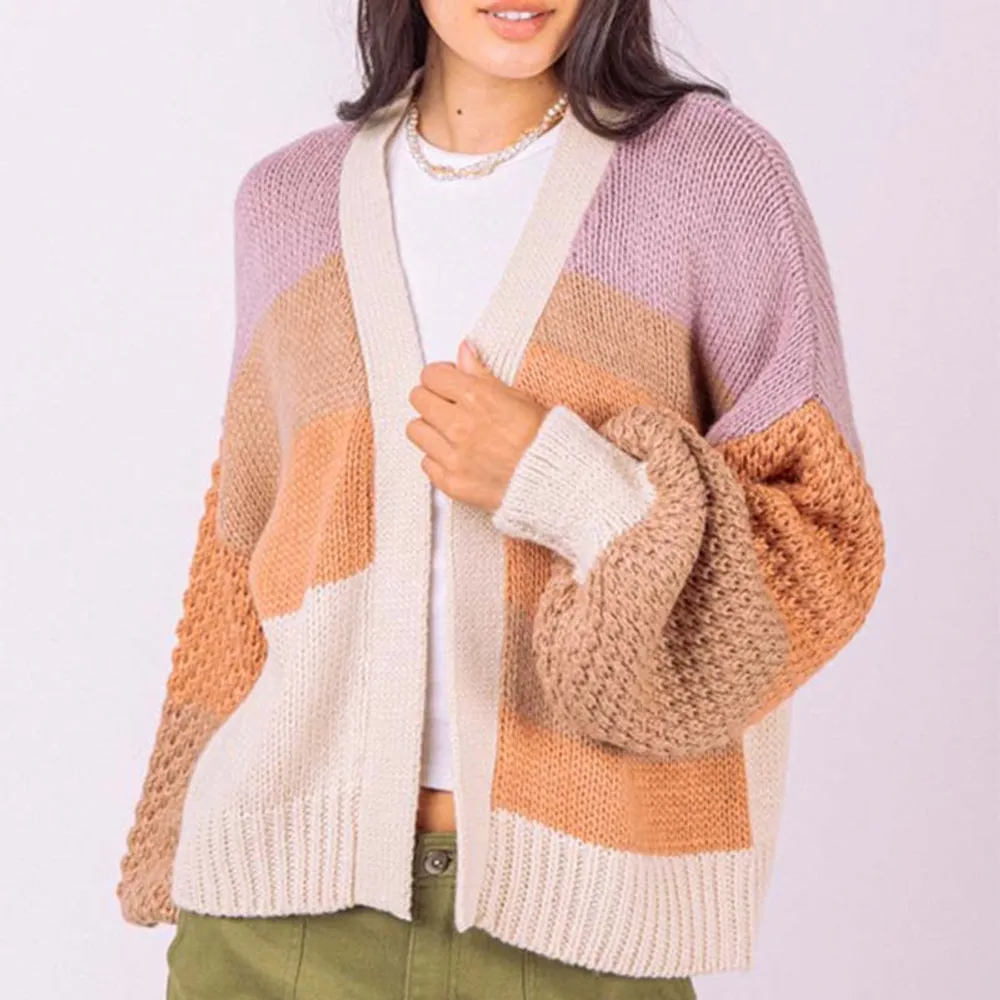 Colorblock Open Weave Bright Cardigan