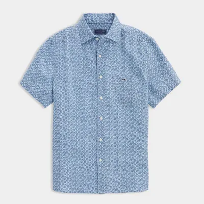 Short Sleeve Micro Floral Button Down Shirt