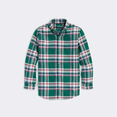 Boys' Flannel Plaid Button Down Shirt