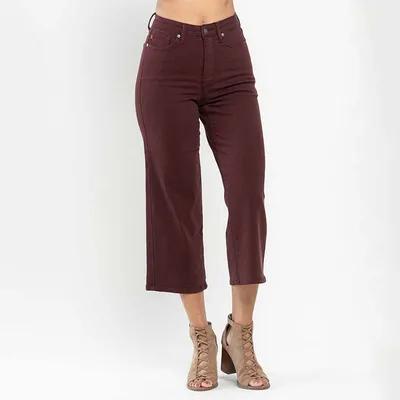 Ox Blood Wide Leg Cropped Jeans