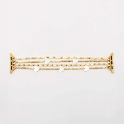 Gold Beaded Watchband with Hearts