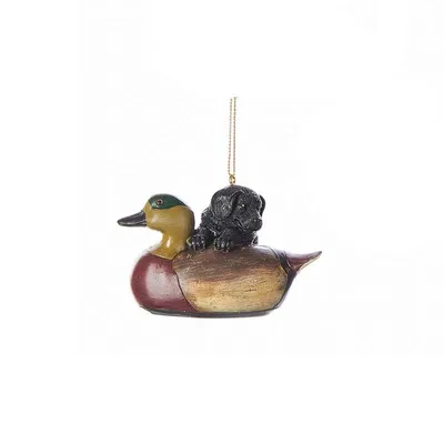 Resin Puppy With Duck Ornament