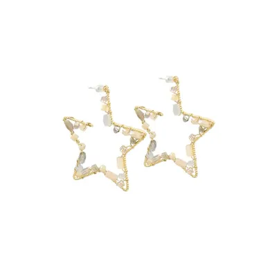 Neutral 3D Star Bead Earrings