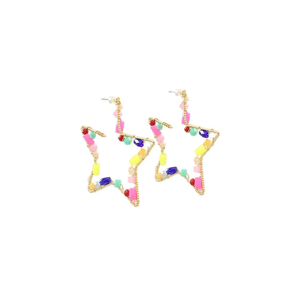 Multi 3D Star Bead Earrings