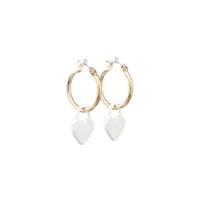 Gold Hoops with Heart Earrings