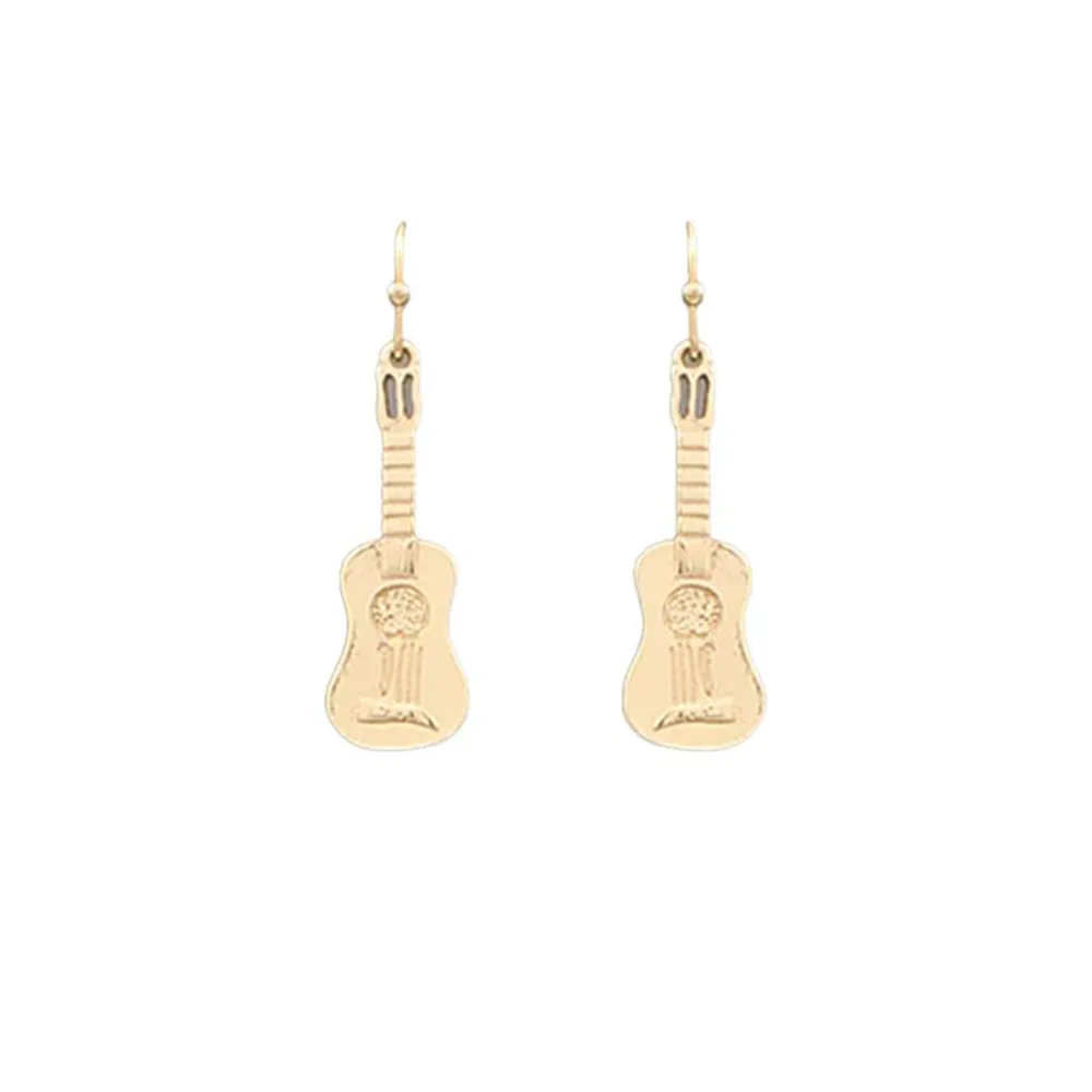 Gold Medium Guitar Earrings