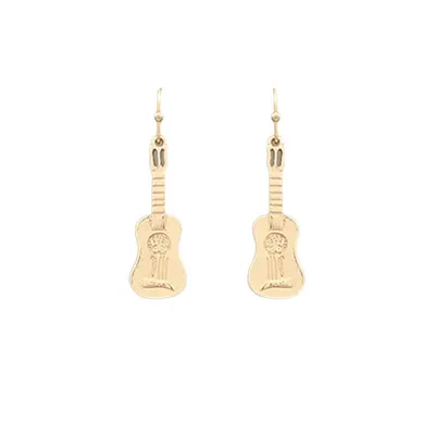 Gold Medium Guitar Earrings