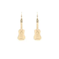 Gold Medium Guitar Earrings