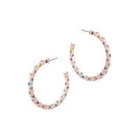 White Multi Heart Hoop Earrings