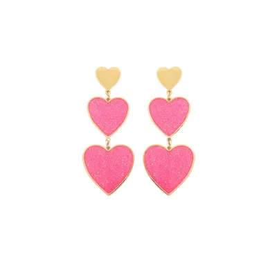 Gold Rim Colored Heart Earrings