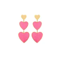 Gold Rim Colored Heart Earrings