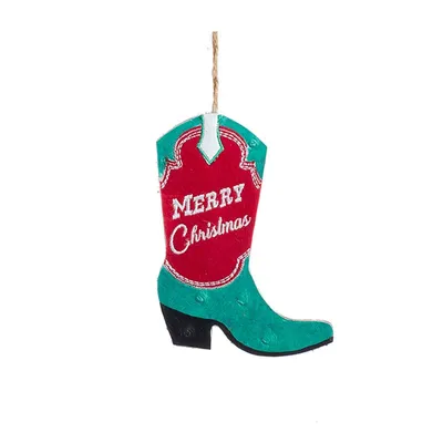 Merry Christmas Cowboy Boot Ornament