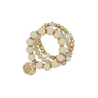 3 Layer Wood Bead Neutral Bracelet