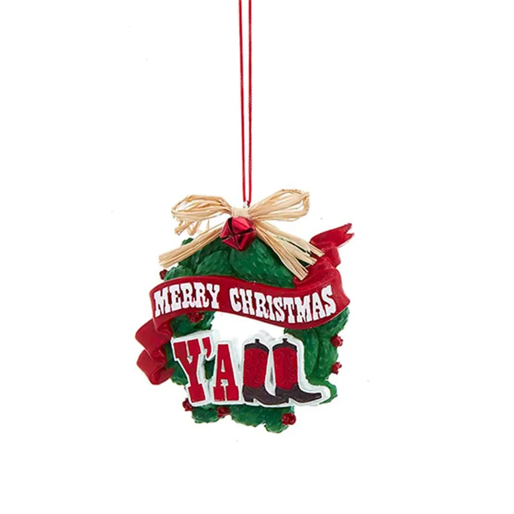 Cowboy Christmas Wreath Ornament