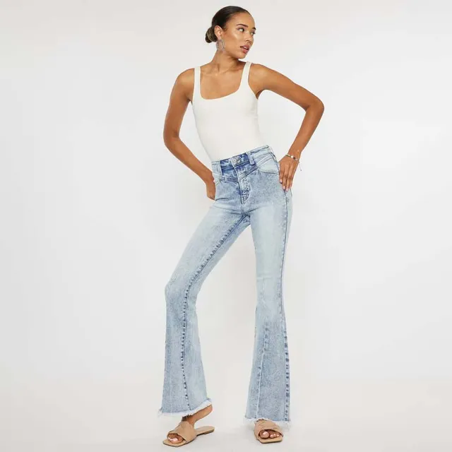 Darci High Rise Tie Front Flare Jeans
