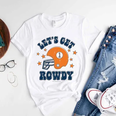 Let's Get Rowdy Short Sleeve T-Shirt Blue and Orange