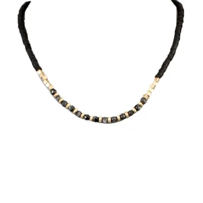 Howlite Gold Bead Choker Necklace