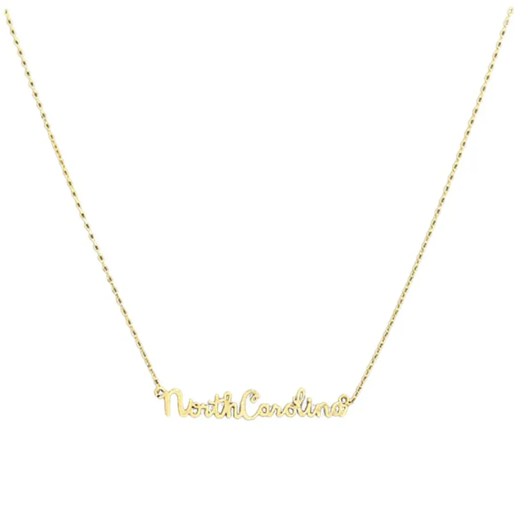 North Carolina Gold State Name Necklace