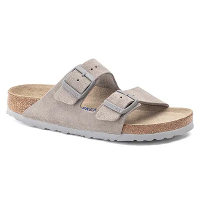 Women's Arizona Soft Footbed Suede Leather Sandals Stone Coin
