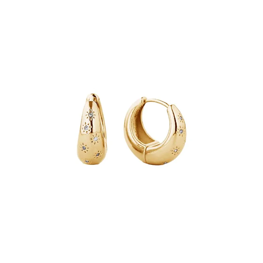 14K Gold Dipped Hoop Crescent Moon Shape Earrings