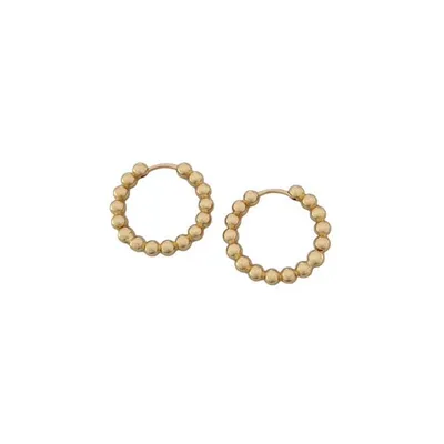 14K Gold Dipped Small Ball Detail Hoop Earrings