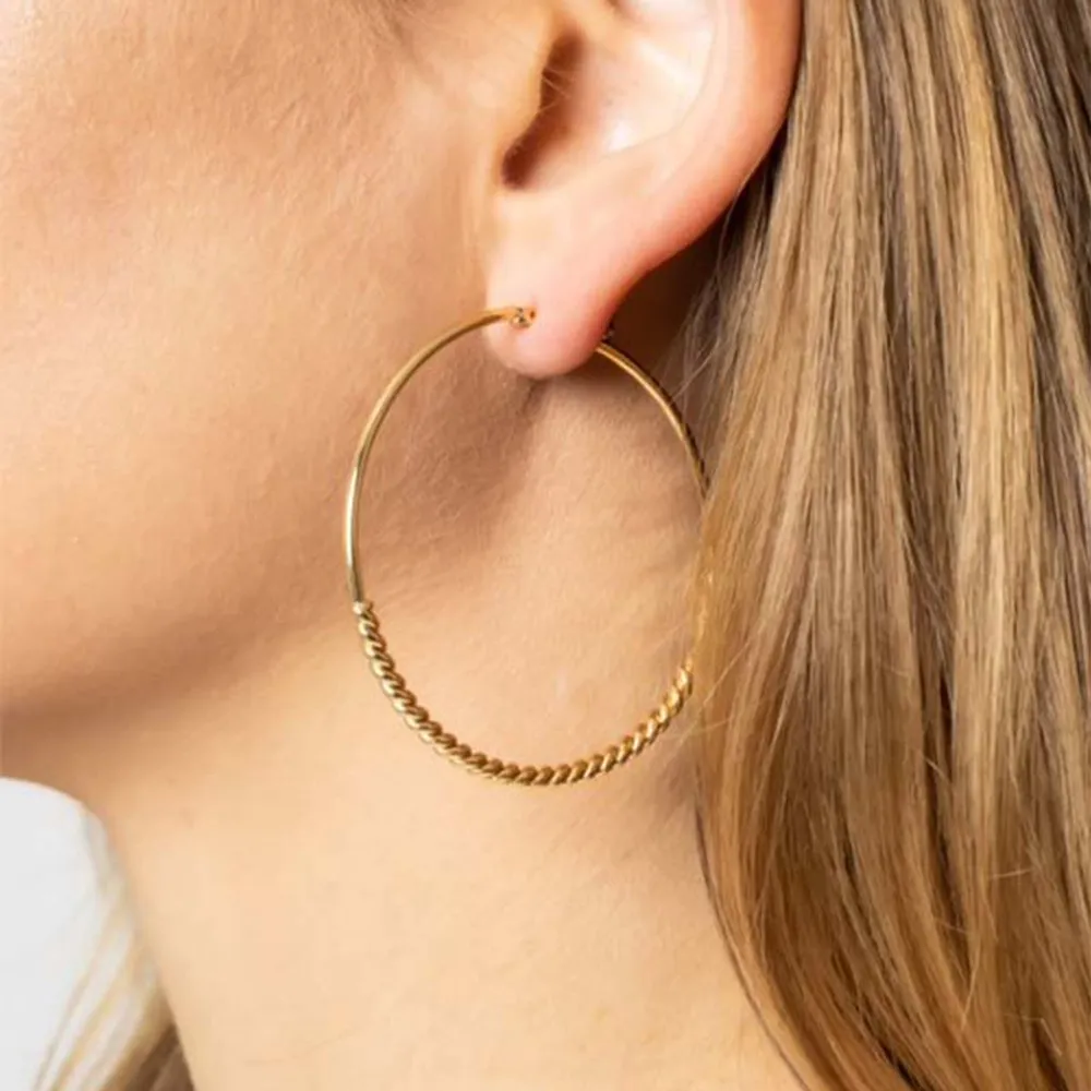 14K Gold Dipped Pin Catch Hoop Earrings