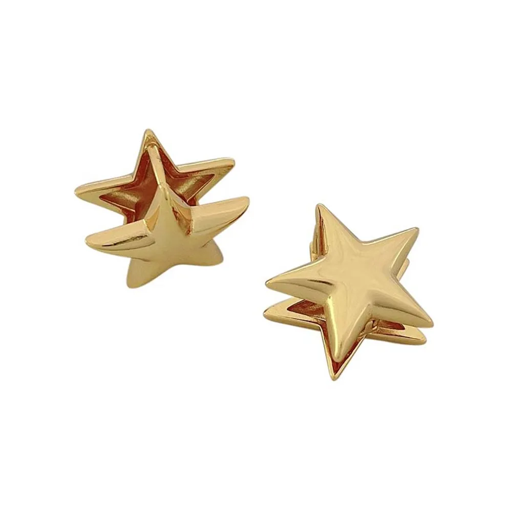14K Gold Dipped Star Shape Huggie Earrings