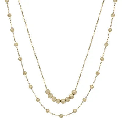 Double Chain Gold Bead Bar Necklace