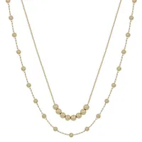 Double Chain Gold Bead Bar Necklace