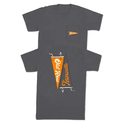 Collegiate Pennant Short Sleeve T-Shirt Grey and Orange