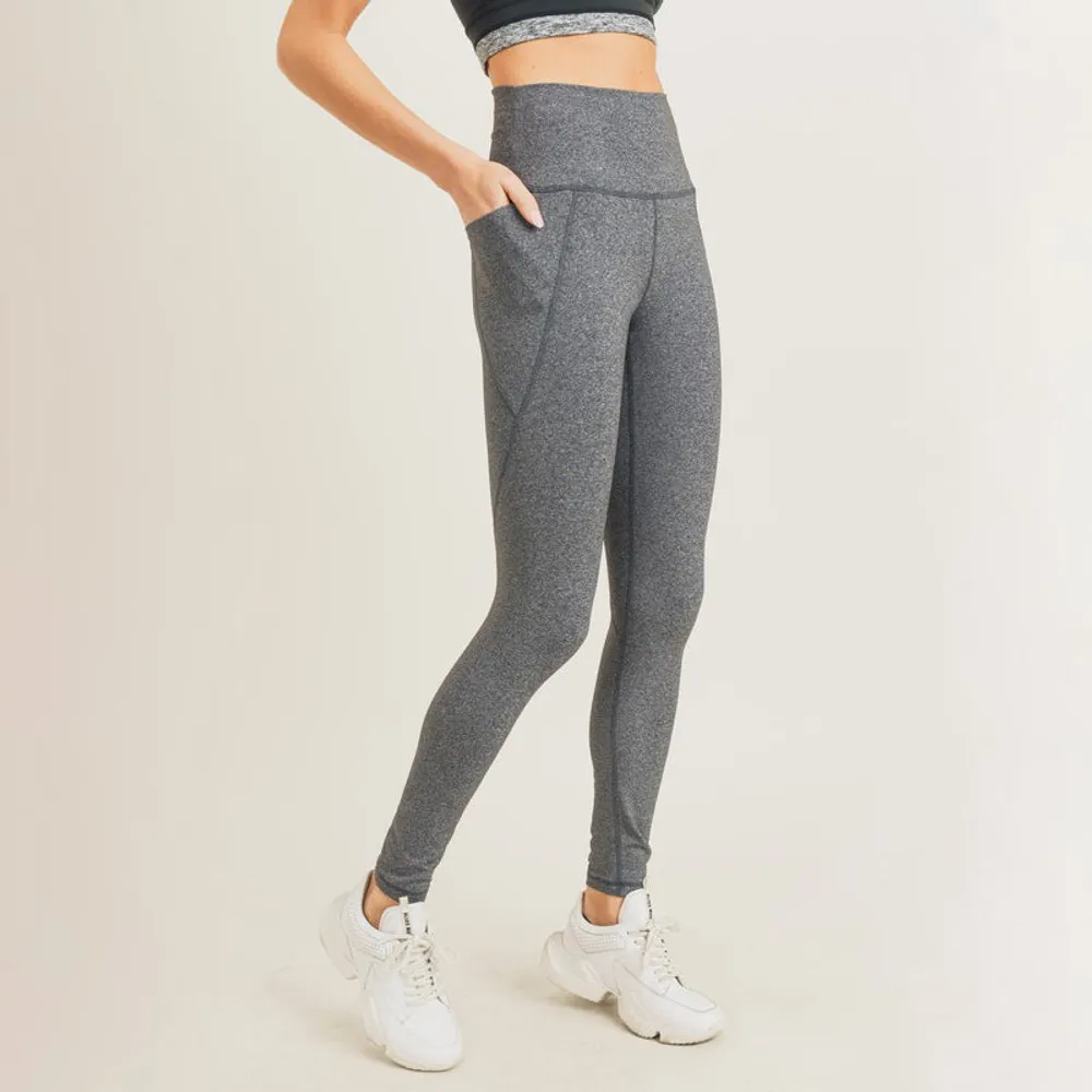 Tapered Band Essential Solid High-Waisted Leggings