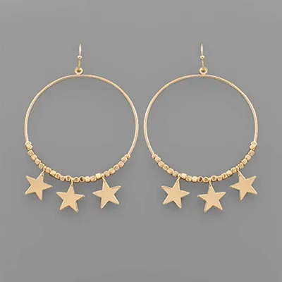 Tri Star Dangle Hoop Earrings