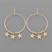 Tri Star Dangle Hoop Earrings