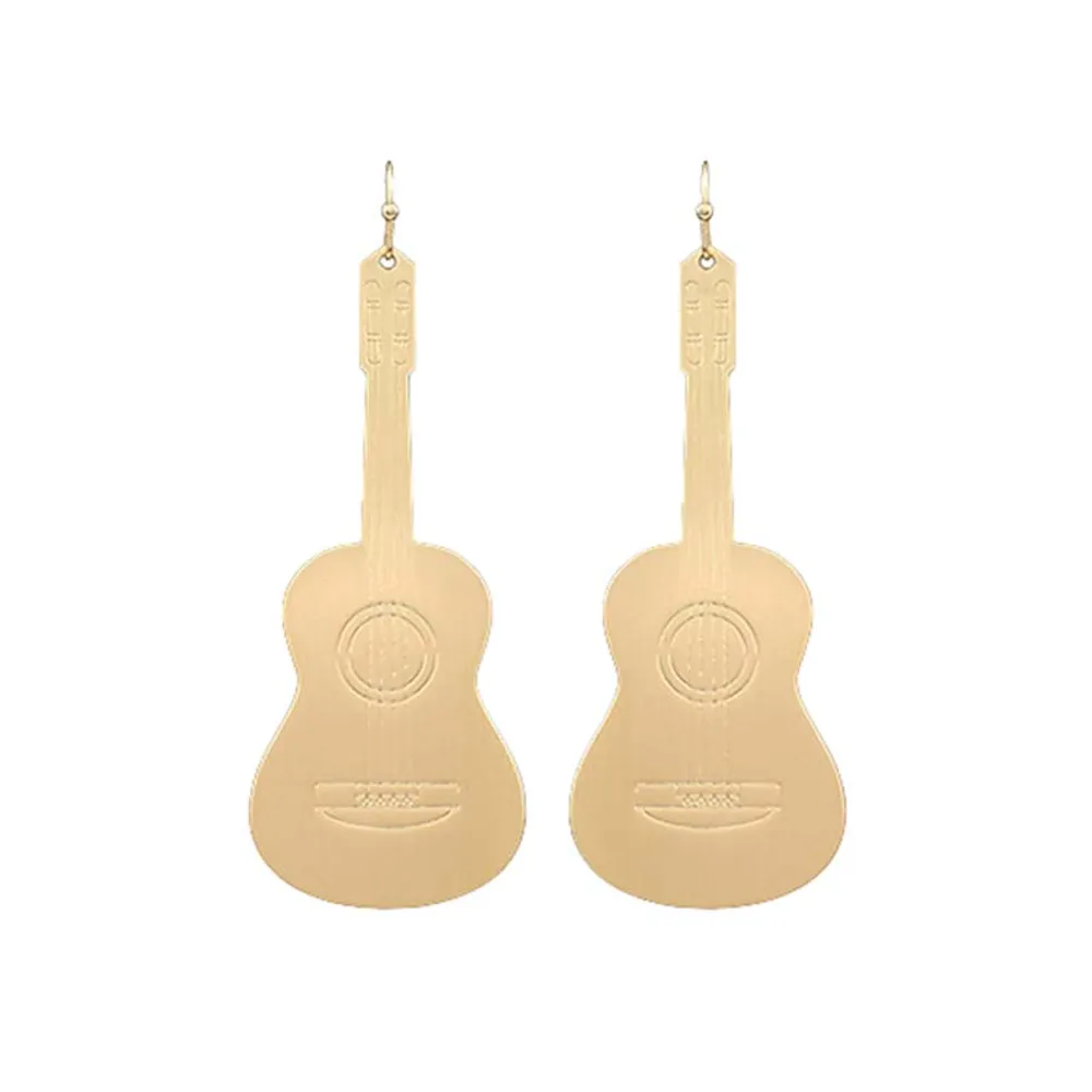 Gold Guitar Earrings