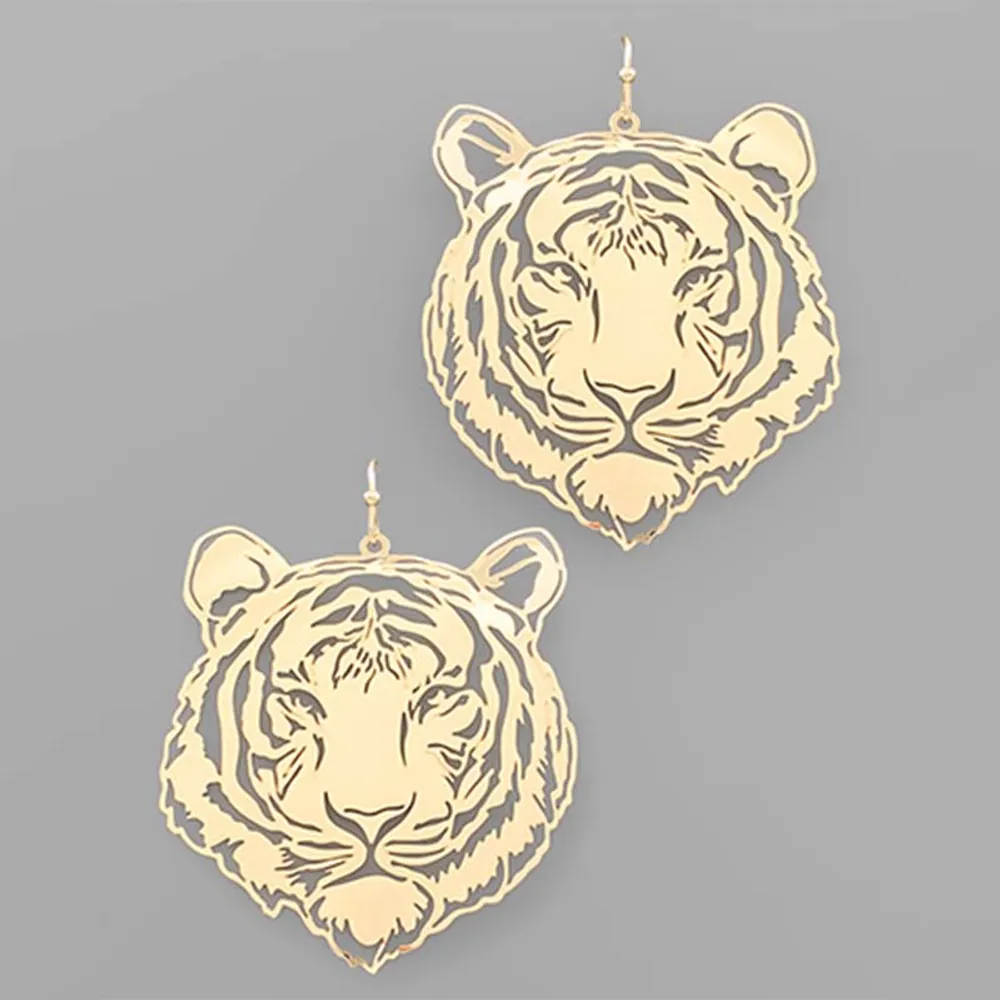 Tiger Face Filigree Earrings