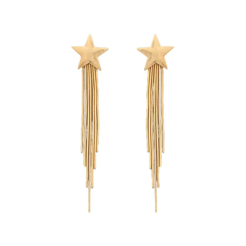 Star Stud Chain Dangle Earrings