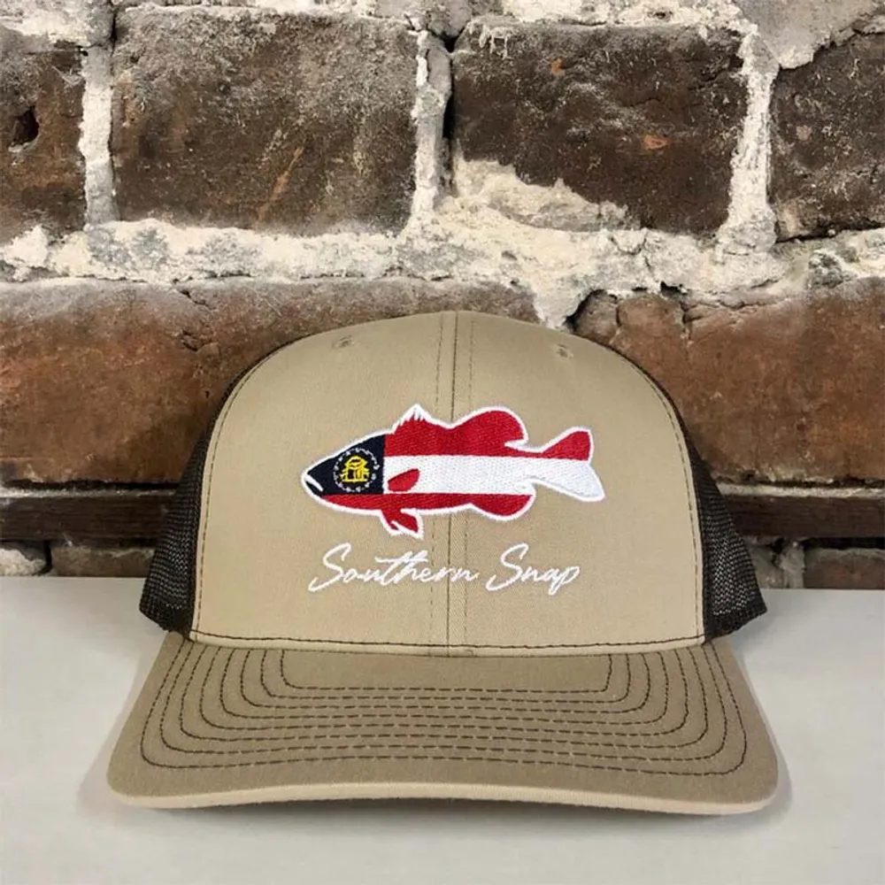 Southern Snap GA Flag Large Mouth Bass Embroidered Hat