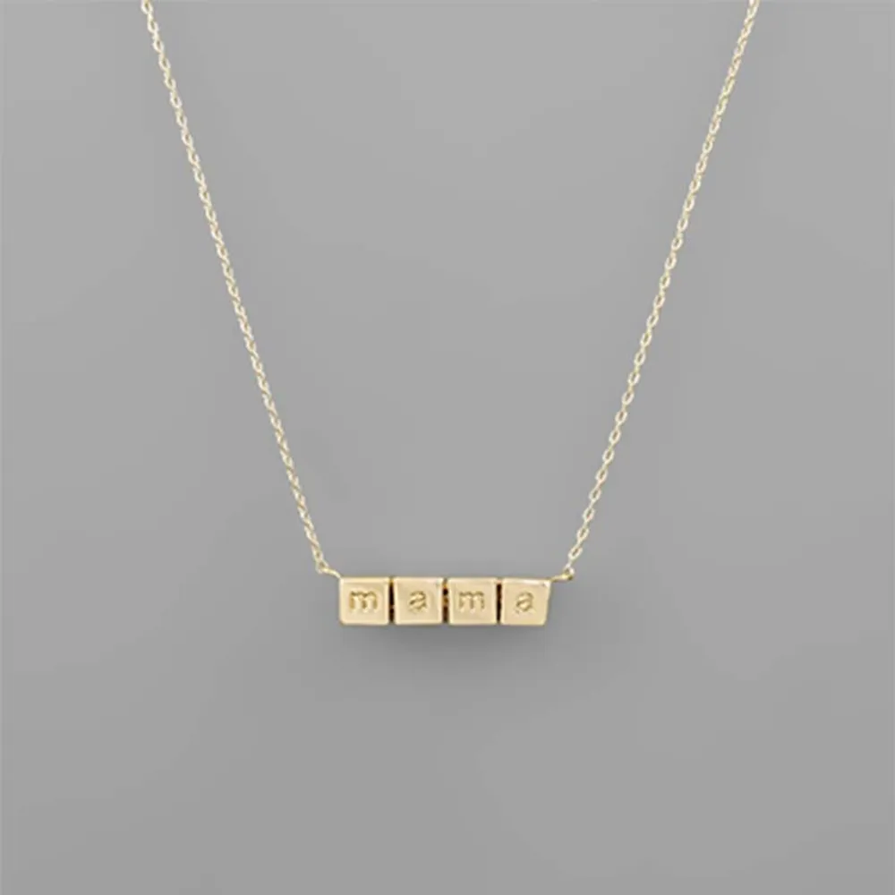 Gold Block Mama Necklace