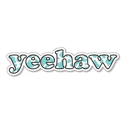 3 inch Yeehaw with Cow Print Fill Decal