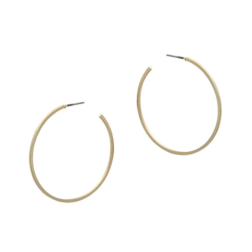 Matte Gold Thin Hoop Earrings