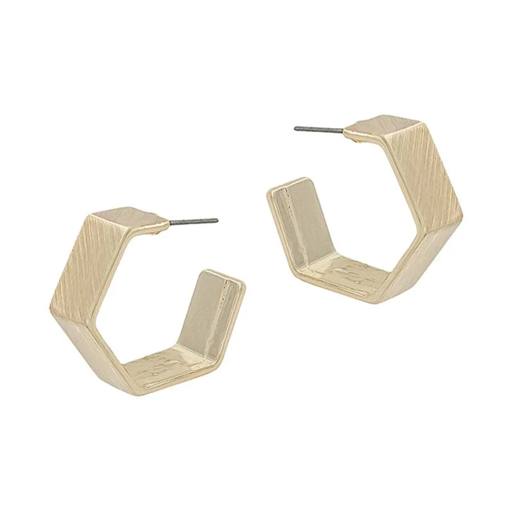 Matte Gold 1.25' Hexagon Earrings