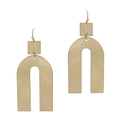 Matte Gold Geometric U Shaped Earrings