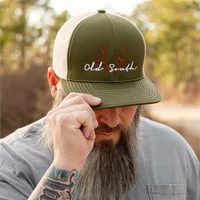 Racked Trucker Hat in Moss