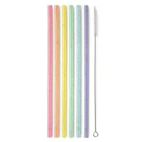 Rainbow Glitter Tall Straw Set