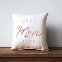 Best Mom Floral Pillow