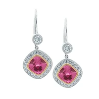 18 Karat white gold, pink sapphire and diamond earrings