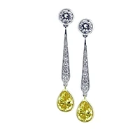 Platinum yellow diamond drop earrings