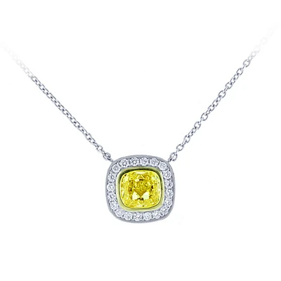 Platinum fancy yellow diamond pendent