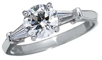 platinum round brilliant diamond with tapered baguette ring